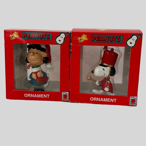Kurt Adler Other - Lot o 2 Peanuts Kurt Adler Christmas Ornaments Lucy and Snoopy Woodstock w/ Box